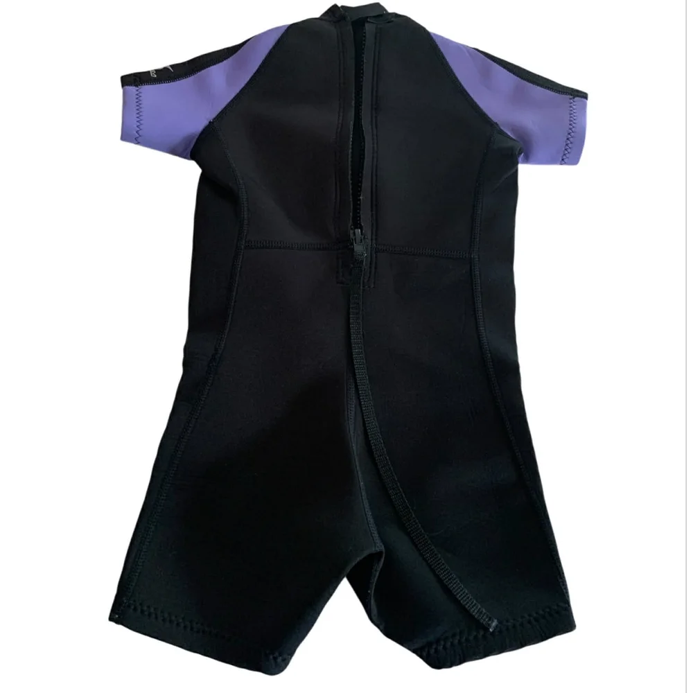 NeoSport Kids 2mm Wetsuit Size 4 Purple Retro Coastal Shorty‎ Surf Swim Snorkel